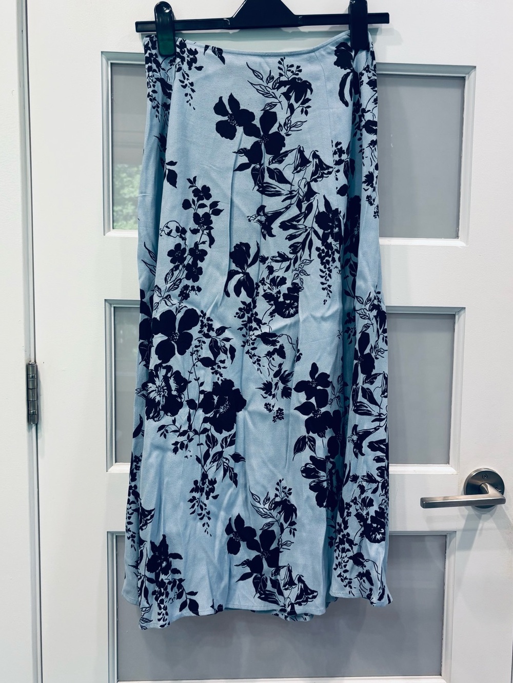 Reformation Blue Floral Midi Skirt
